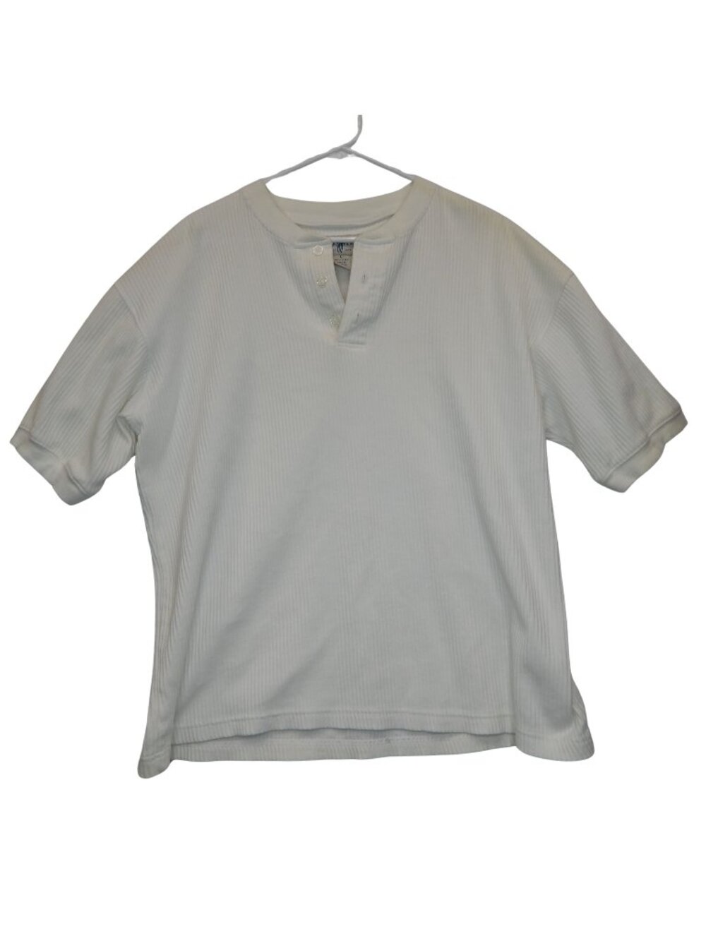 Vintage River Trader Ribbed Knit Short Sleeve Henley Shirt - Size Large